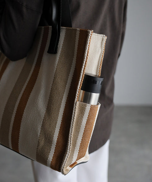 A4ダブルハンドルストライプトートバッグ 12-1074